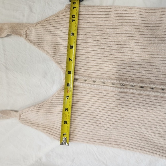 Zara Cream Ribbed Knit Top with Buttons - Picture 8 of 8